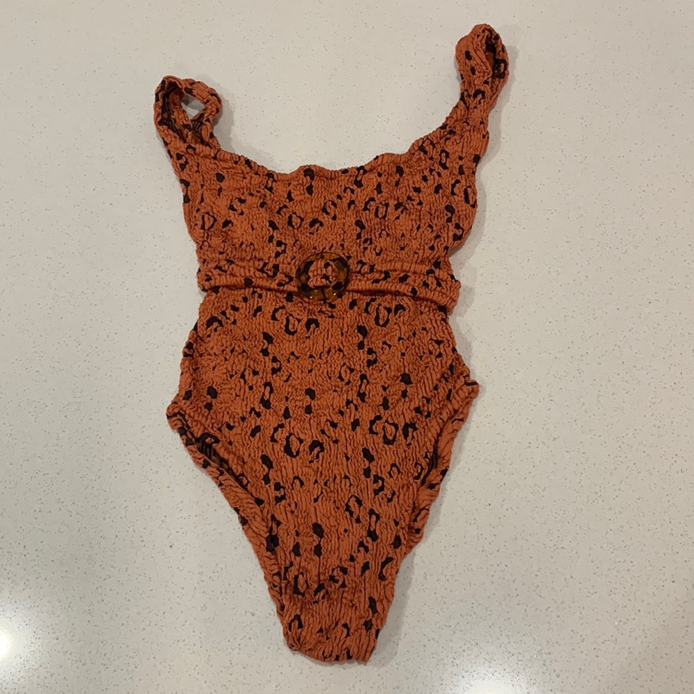 Hunza G Solitaire One Piece in Metallic Copper Leopard